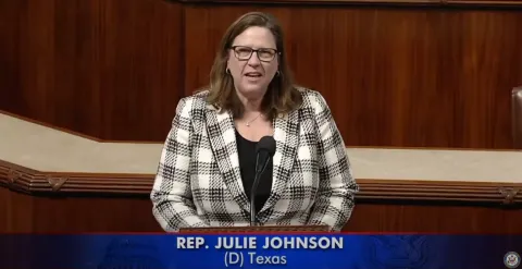 Johnson delivers her first floor speech in the House of Representatives